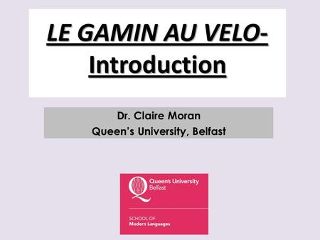 LE GAMIN AU VELO- Introduction