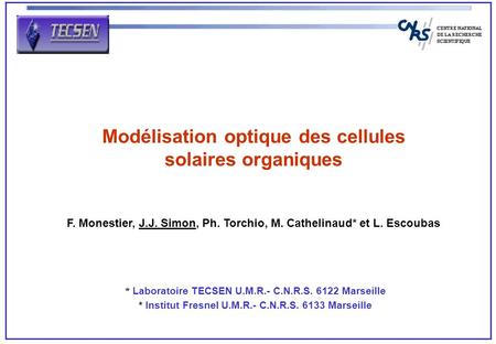 Modélisation optique des cellules solaires organiques