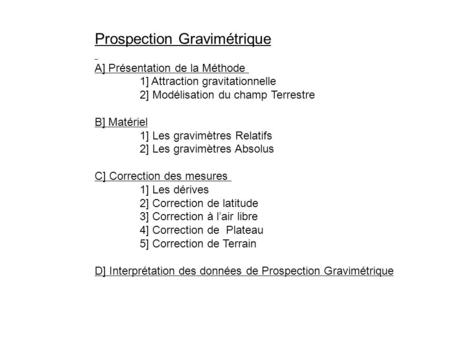Prospection Gravimétrique