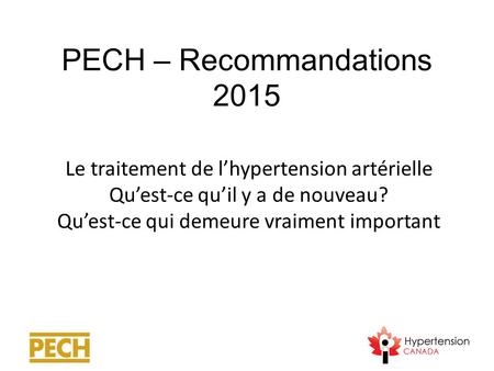 PECH – Recommandations 2015