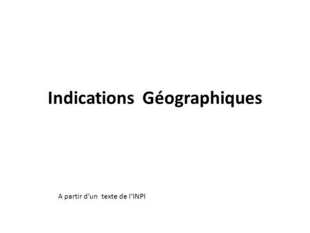Indications Géographiques