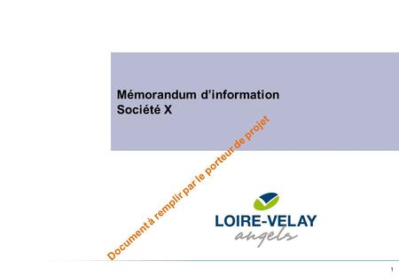 1 Mémorandum d’information Société X Document à remplir par le porteur de projet.