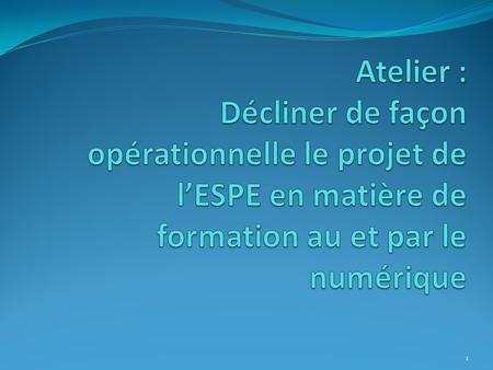 1. Tour d’horizon des mises en œuvre des UE numériques Constats : Des UE spécifiques numériques majoritairement dans toutes les ESPE et donnant lieu à.