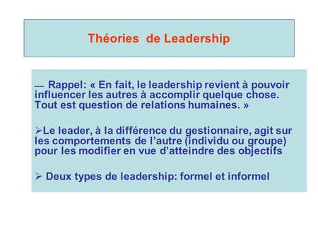 Théories de Leadership