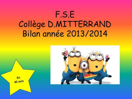 F.S.E Collège D.MITTERRAND Bilan année 2013/2014 En 45 min.