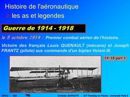 Histoire de l'aéronautique  les as et legendes