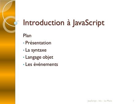 Introduction à JavaScript