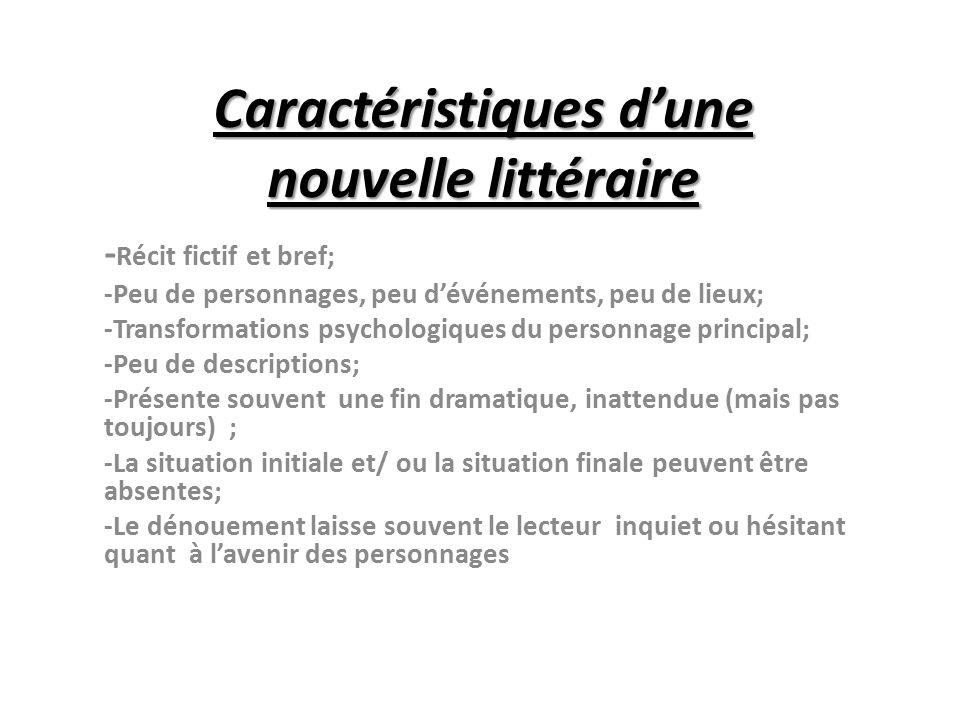 Caracteristiques D Une Nouvelle Litteraire Ppt Video Online Telecharger