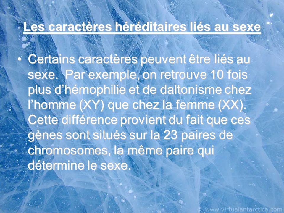 Les caract res h r ditaires li s au sexe