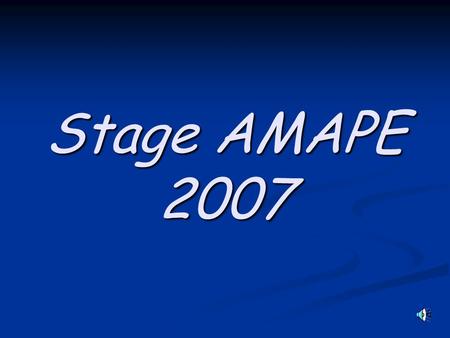 Stage AMAPE 2007.