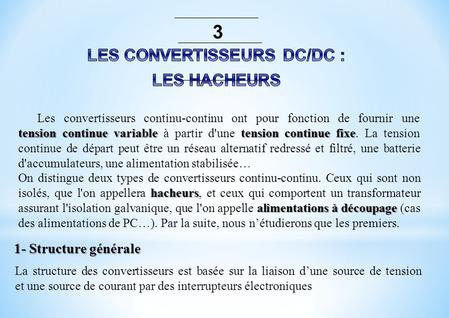 LES CONVERTISSEURS DC/DC :