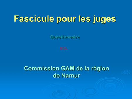 Fascicule pour les juges Questionnaire Commission GAM de la région de Namur SOL.