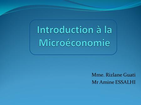 Introduction à la Microéconomie
