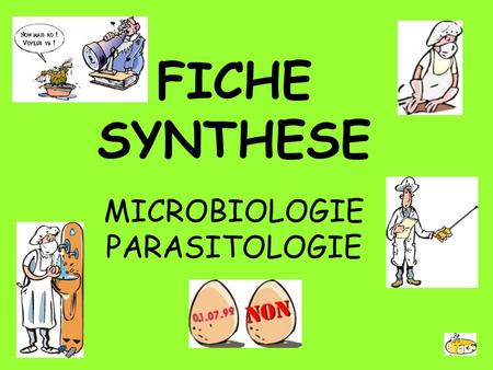 FICHE SYNTHESE MICROBIOLOGIE PARASITOLOGIE