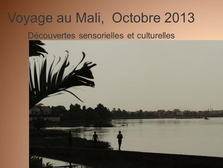 Voyage au Mali, Octobre 2013 Mali, Bamako & fleuve Niger, octobre 2013 Découvertes sensorielles et culturelles.