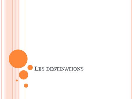 L ES DESTINATIONS. Je vais… ALLER to go.