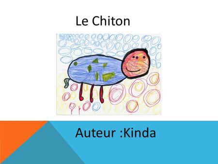 Le Chiton Auteur :Kinda Il était une fois un drôle d’animal, qui s’appelait Chiton. Il est géant. Il a un pouvoir spécial, il peut voler dans le ciel.