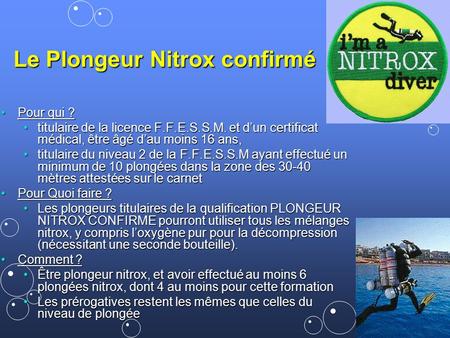 Le Plongeur Nitrox confirmé