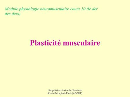 Plasticité musculaire