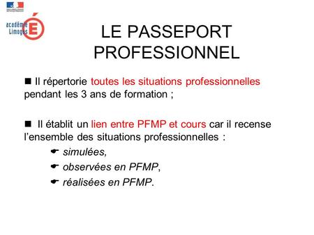 LE PASSEPORT PROFESSIONNEL