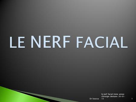 LE NERF FACIAL le nerf facial 2eme annee chirurgie dentaire