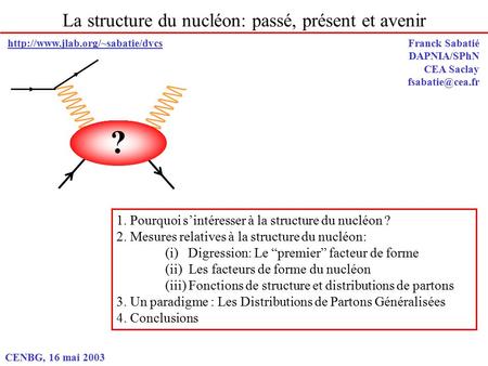 La structure du nucléon: passé, présent et avenir