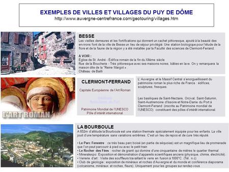 EXEMPLES DE VILLES ET VILLAGES DU PUY DE DÔME  BESSE Les vieilles demeures et les fortifications.