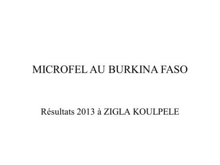 MICROFEL AU BURKINA FASO