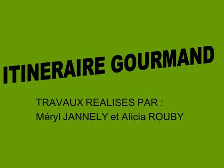 TRAVAUX REALISES PAR : Méryl JANNELY et Alicia ROUBY