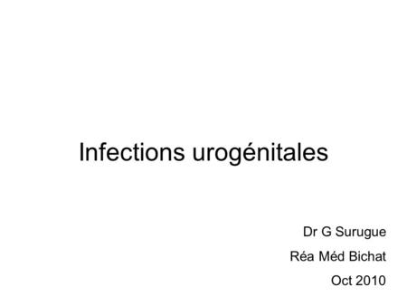 Infections urogénitales