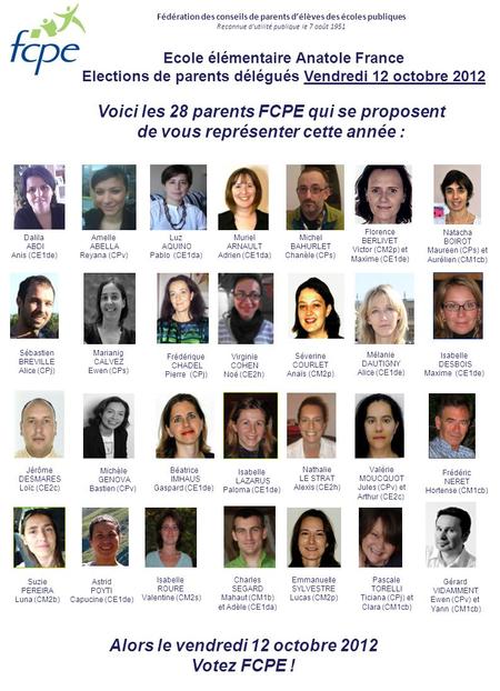 Voici les 28 parents FCPE qui se proposent