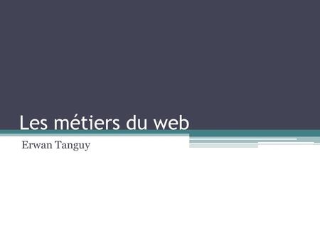Les métiers du web Erwan Tanguy.