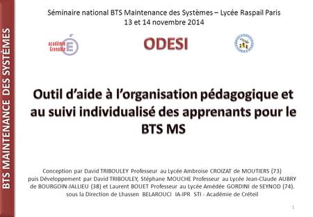 Séminaire national BTS Maintenance des Systèmes – Lycée Raspail Paris