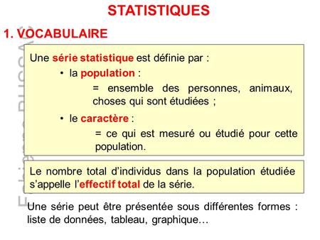 Fabienne BUSSAC STATISTIQUES 1. VOCABULAIRE