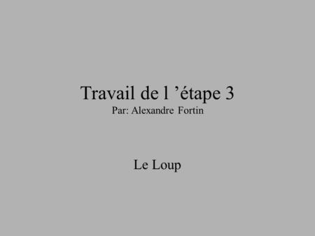 Travail de l ’étape 3 Par: Alexandre Fortin Le Loup.