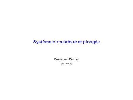 Système circulatoire et plongée