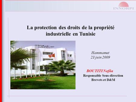 La protection des droits de la propriété industrielle en Tunisie