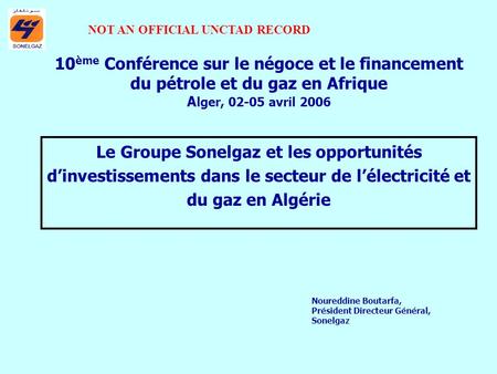 NOT AN OFFICIAL UNCTAD RECORD