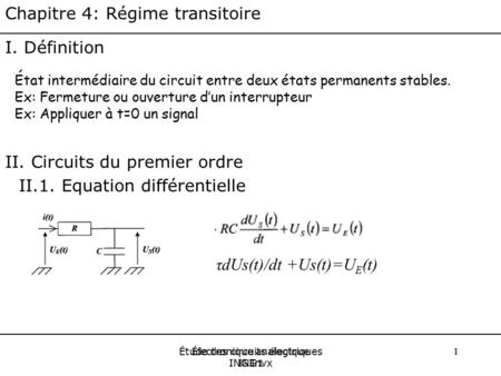 II. Circuits du premier ordre II.1. Equation différentielle