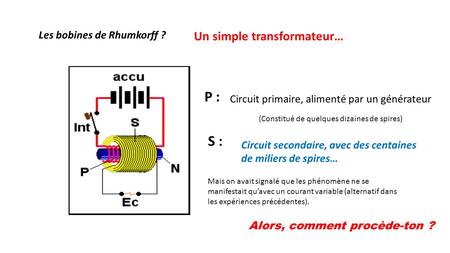 P : S : Un simple transformateur… Les bobines de Rhumkorff ?