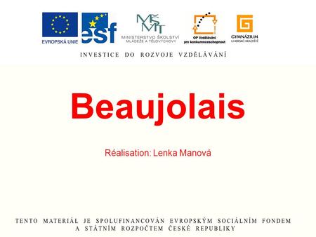 Beaujolais Réalisation: Lenka Manová. L´arrivée du Beaujolais Nouveau !