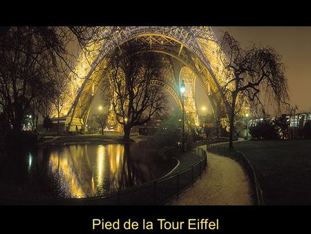 Pied de la Tour Eiffel Chevet de Notre- Dame de Paris depuis le Quai d’Orléans.