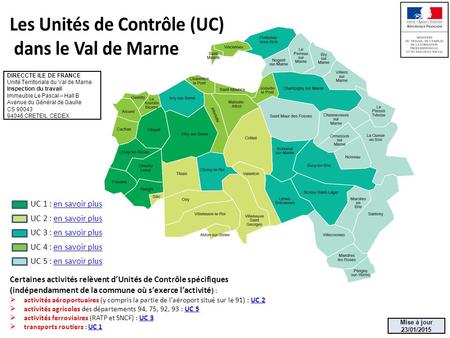 Certaines activités relèvent d’Unités de Contrôle spécifiques