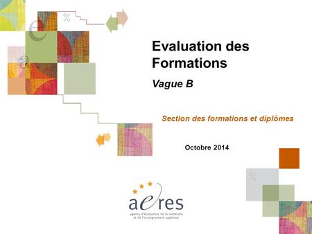 1 AERES Section 3 Evaluation des Formations Vague B Section des formations et diplômes Octobre 2014.