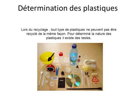 Détermination des plastiques