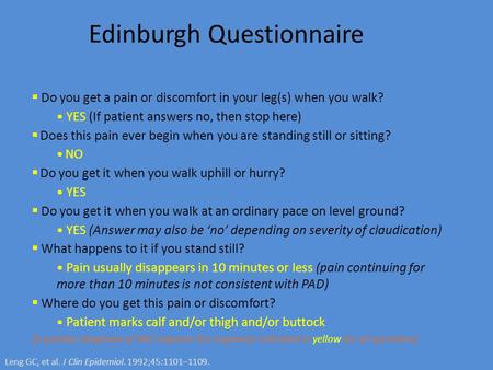 Edinburgh Questionnaire