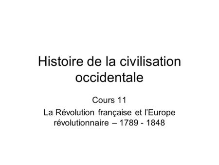 Histoire de la civilisation occidentale