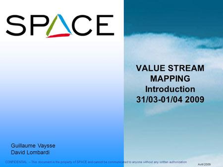 VALUE STREAM MAPPING Introduction 31/03-01/