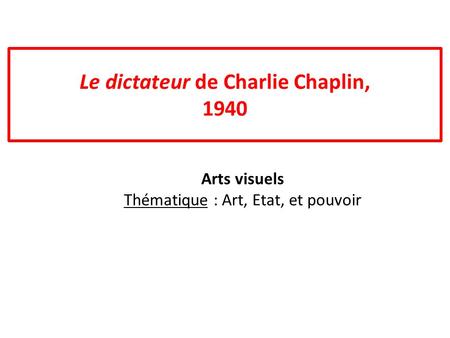 Le dictateur de Charlie Chaplin, 1940