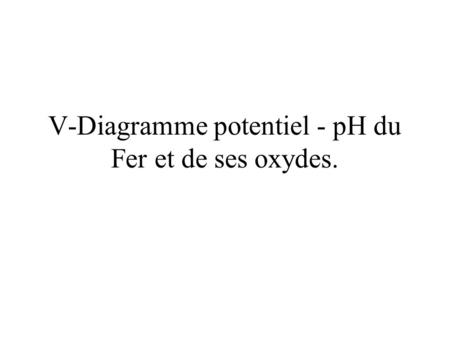 V-Diagramme potentiel - pH du Fer et de ses oxydes.